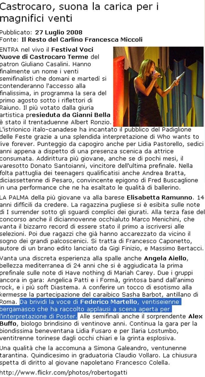 Castrocaro: suona la carica dei magnifici venti
