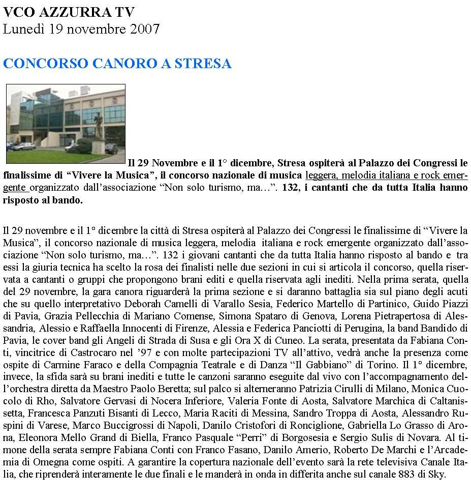 Concorso canoro a Stresa