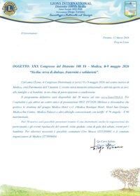 XXX* Congresso del Distretto 108 Yb - Modica, 8-9 maggio 2026 - “Sicilia: terra di dialogo, fraternità e solidarietà”.