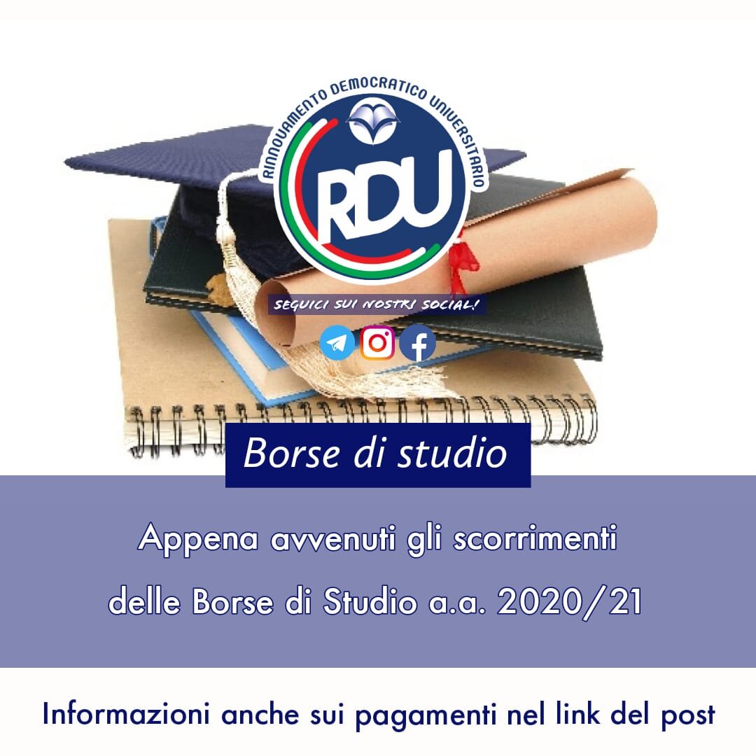 SCORRIMENTI E PAGAMENTI BORSE DI STUDIO