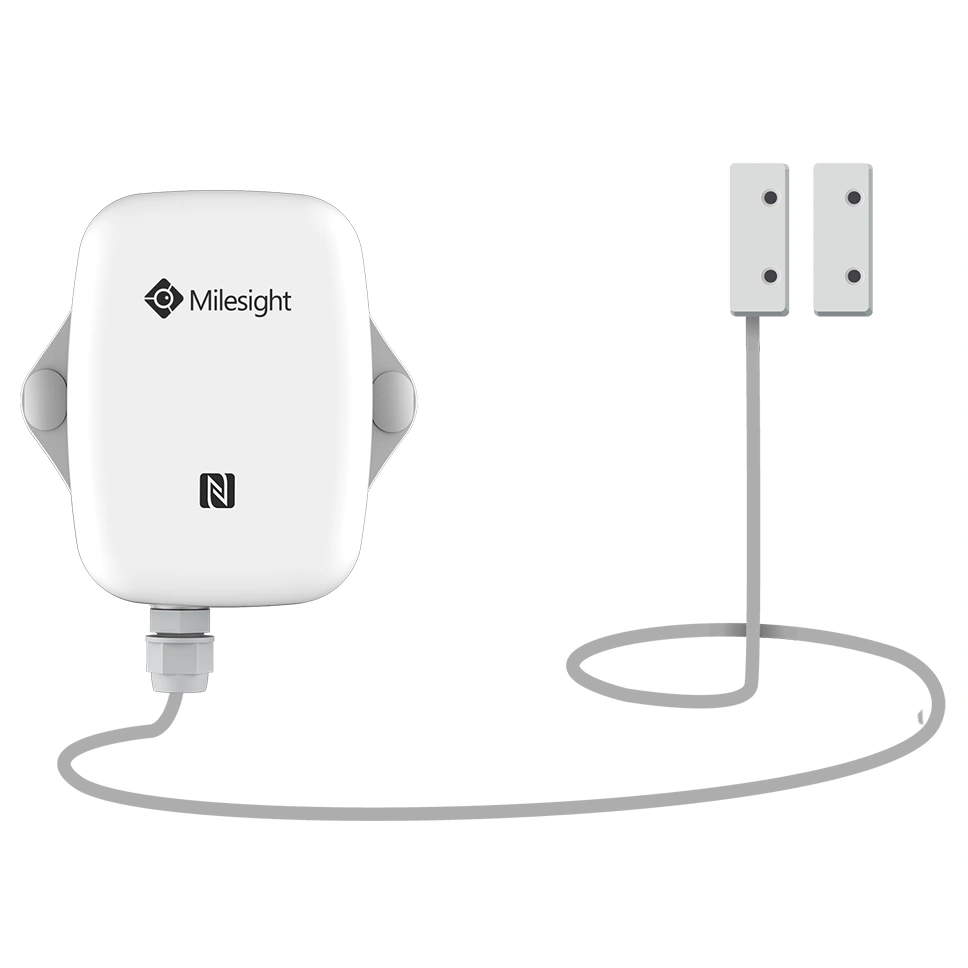 Sensore di contatto magnetico Milesight EM300-MCS LoRaWAN IP67 per sicurezza porte e finestre.