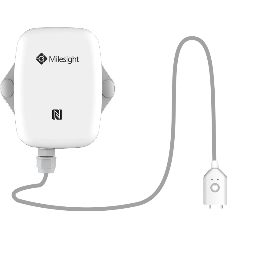 Sensore anti-allagamento Milesight EM300-SLD LoRaWAN IP67 con sonda di rilevamento liquidi.