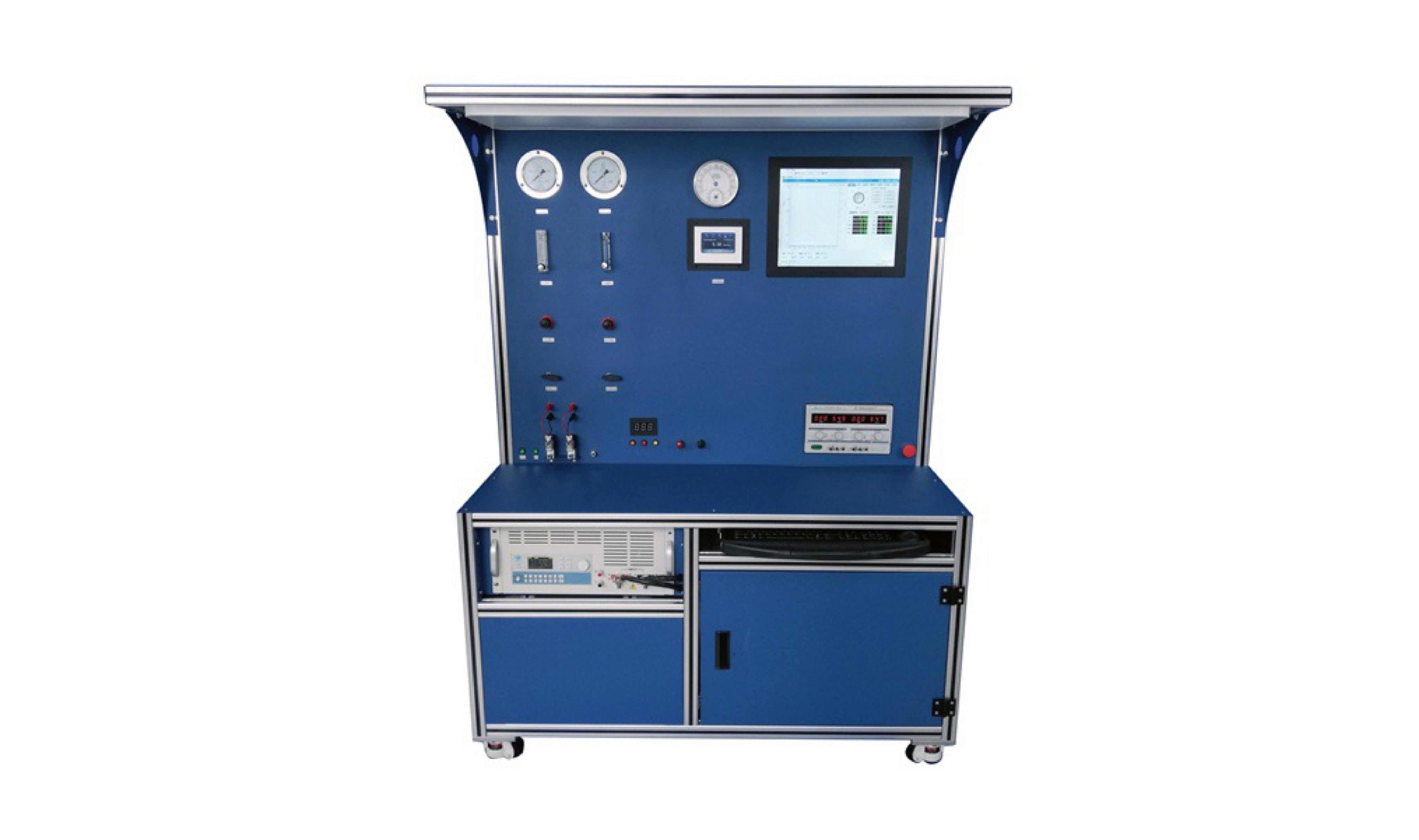 Banco di prova mobile per test celle a combustibile a idrogeno con sistema di controllo computerizzato