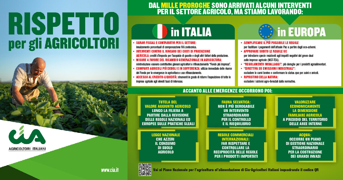 Crisi agricoltori, Cia: "Primi interventi con il Milleproroghe, ma non basta!"