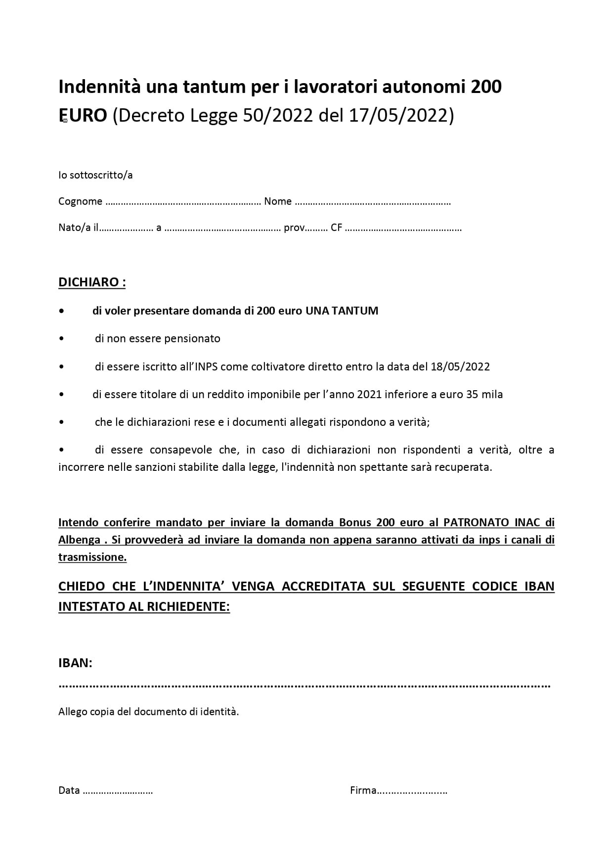 Bonus 200 euro a coltivatori diretti e autonomi: forme e modalit&agrave; per la domanda