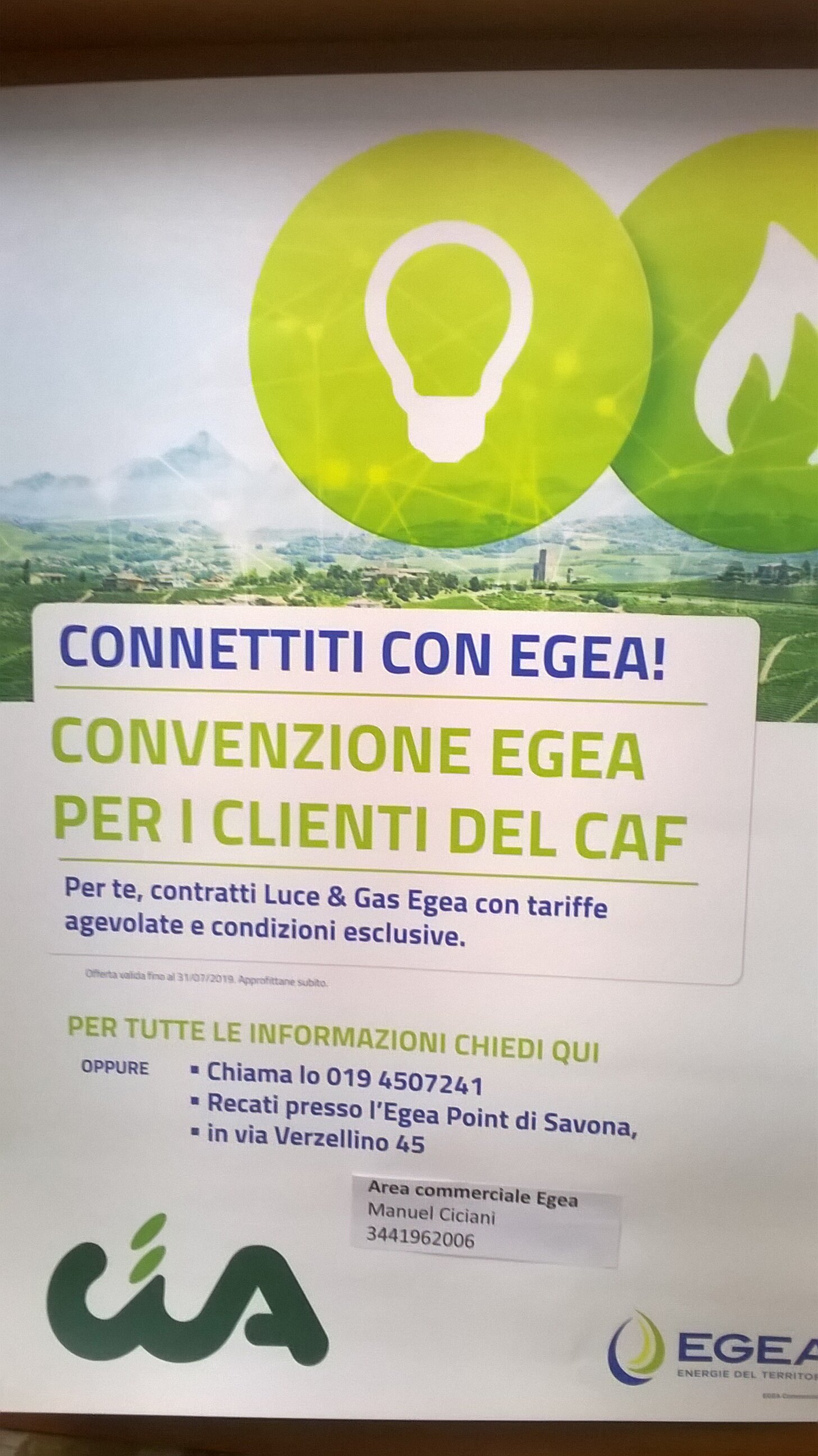 CONVENZIONE TRA CIA SAVONA ED EGEA LUCE E GAS