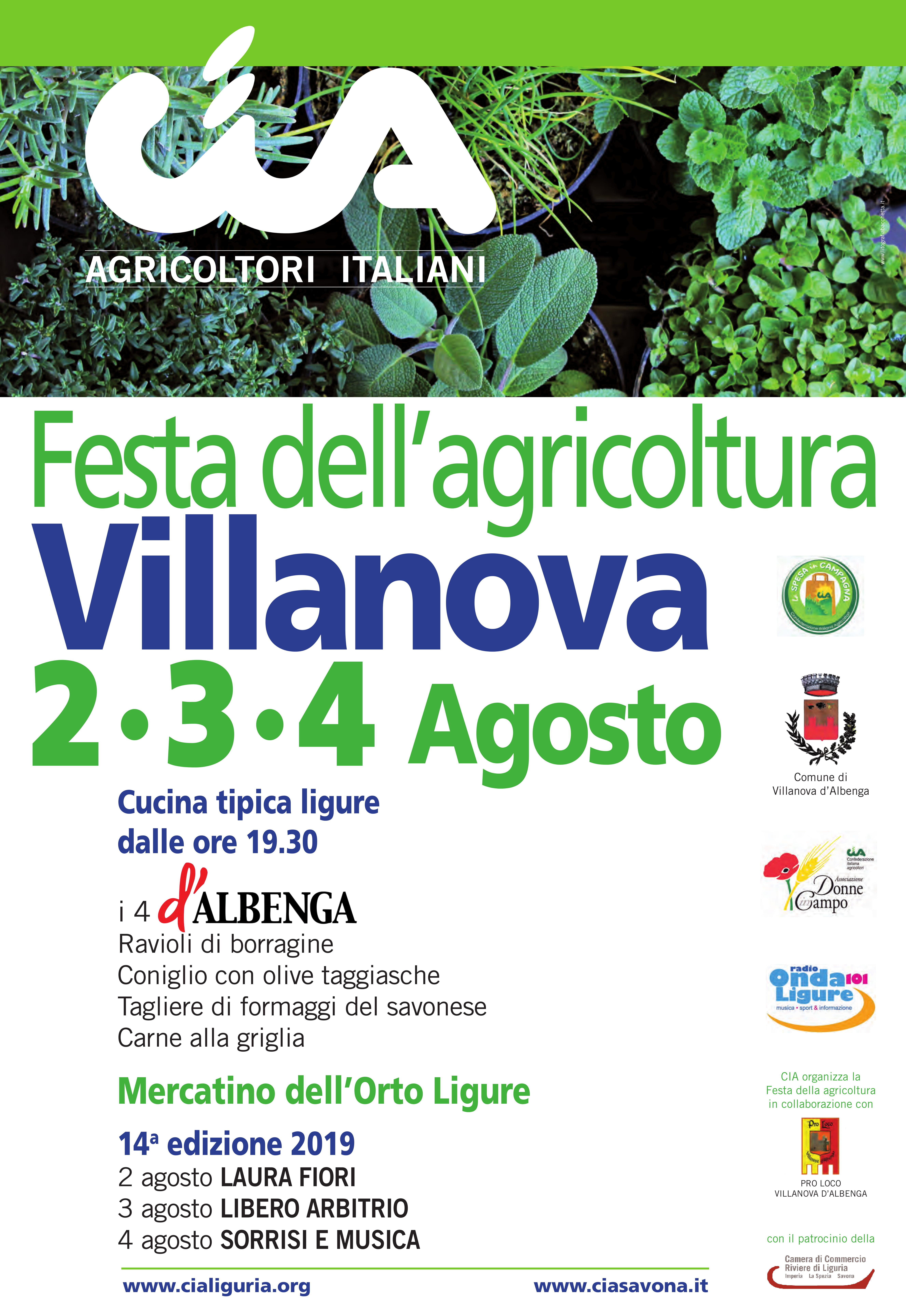 LA FESTA DELL'AGRICOLTURA PROMOSSA DALLA CIA DI SAVONA SI SPOSTA A VILLANOVA D'ALBENGA: