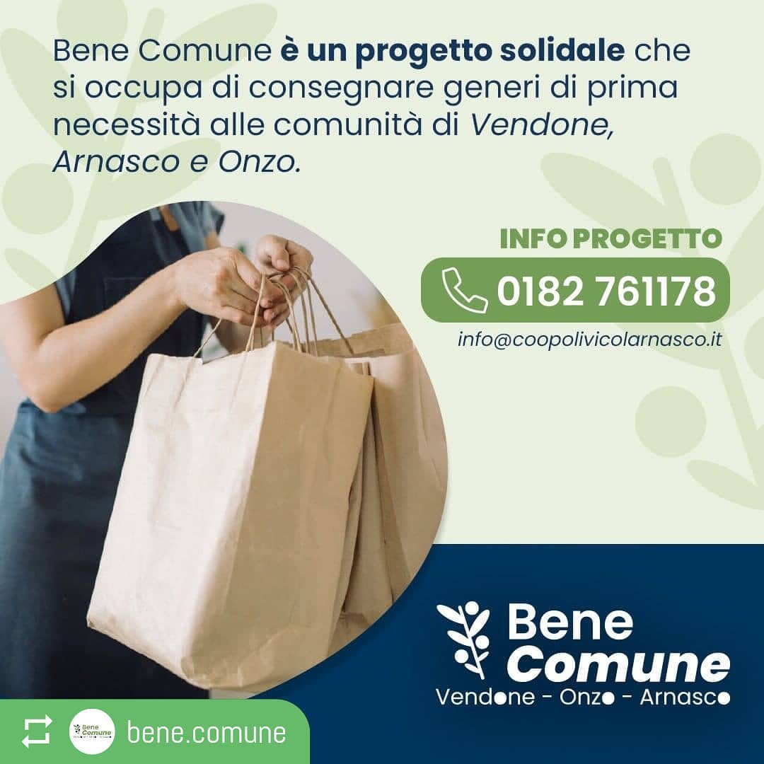 "Bene Comune": progetto solidale per consegna a domicilio di prodotti tipici