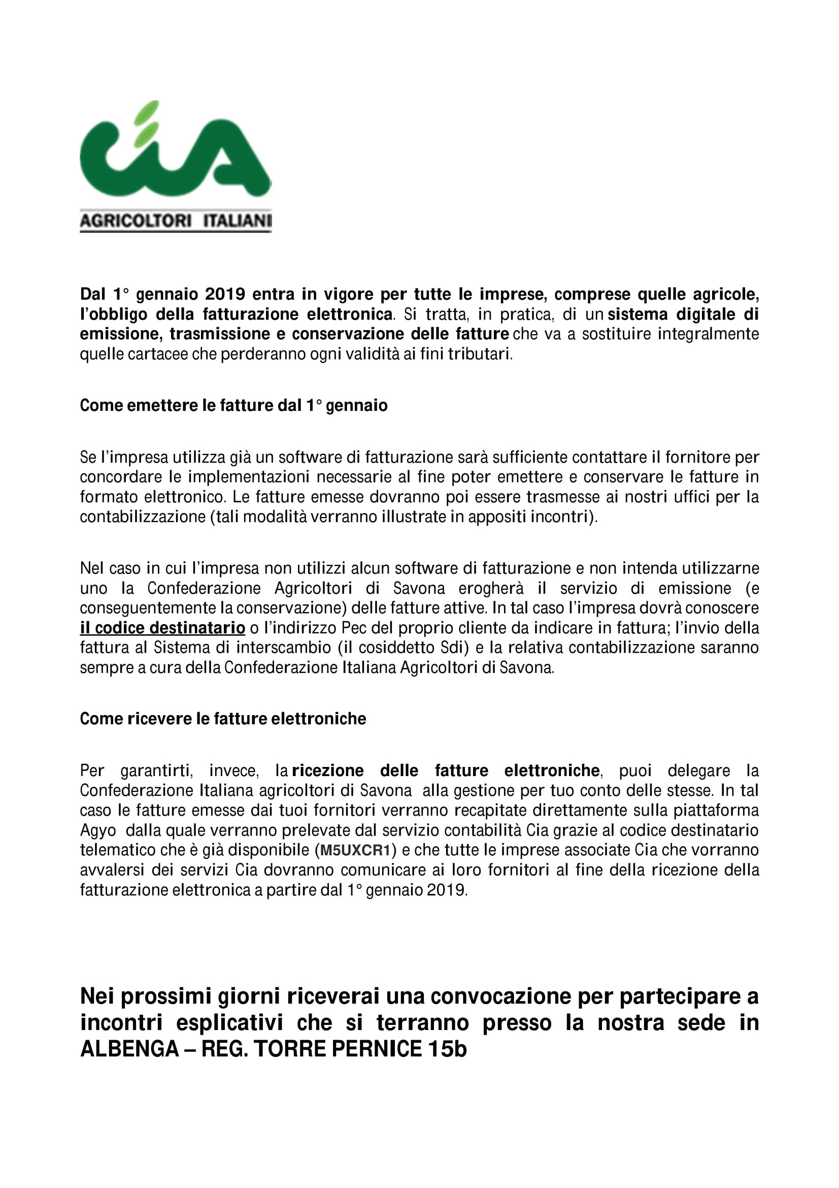 FATTURAZIONE ELETTRONICA