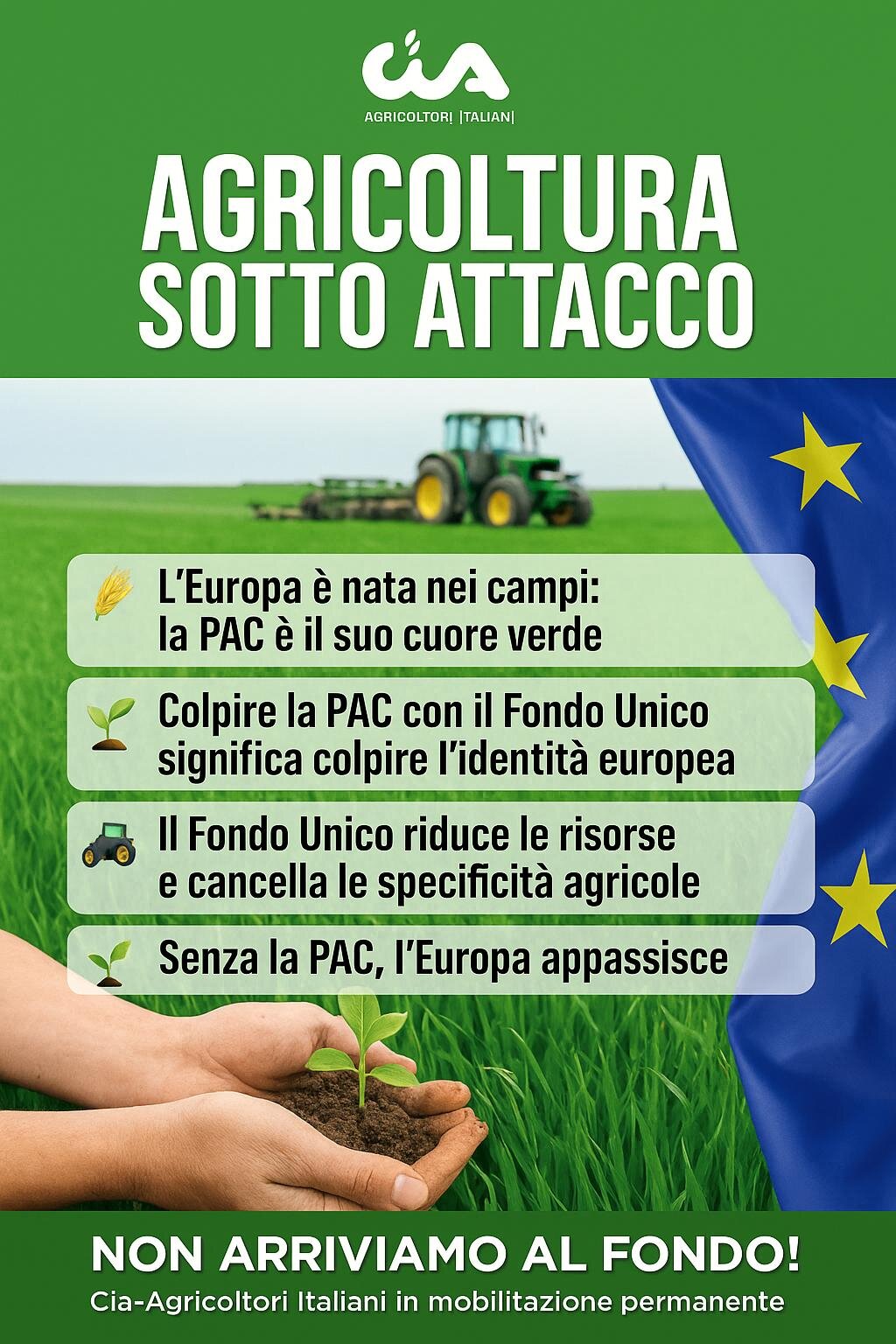 UE, Cia in mobilitazione contro fondo unico: Pac mantenga sua autonomia
