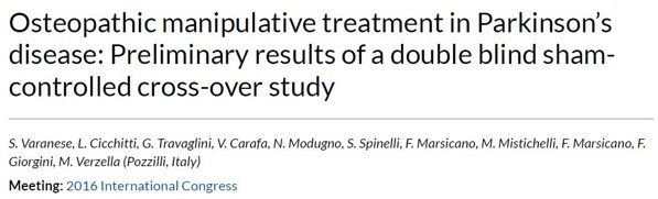 Studio osteopatia Parkinson double blind Marco Verzella