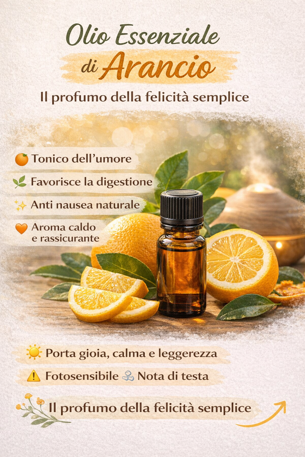 Olio Essenziale di Arancio: Proprietà, Benefici e Come Usarlo in Aromaterapia