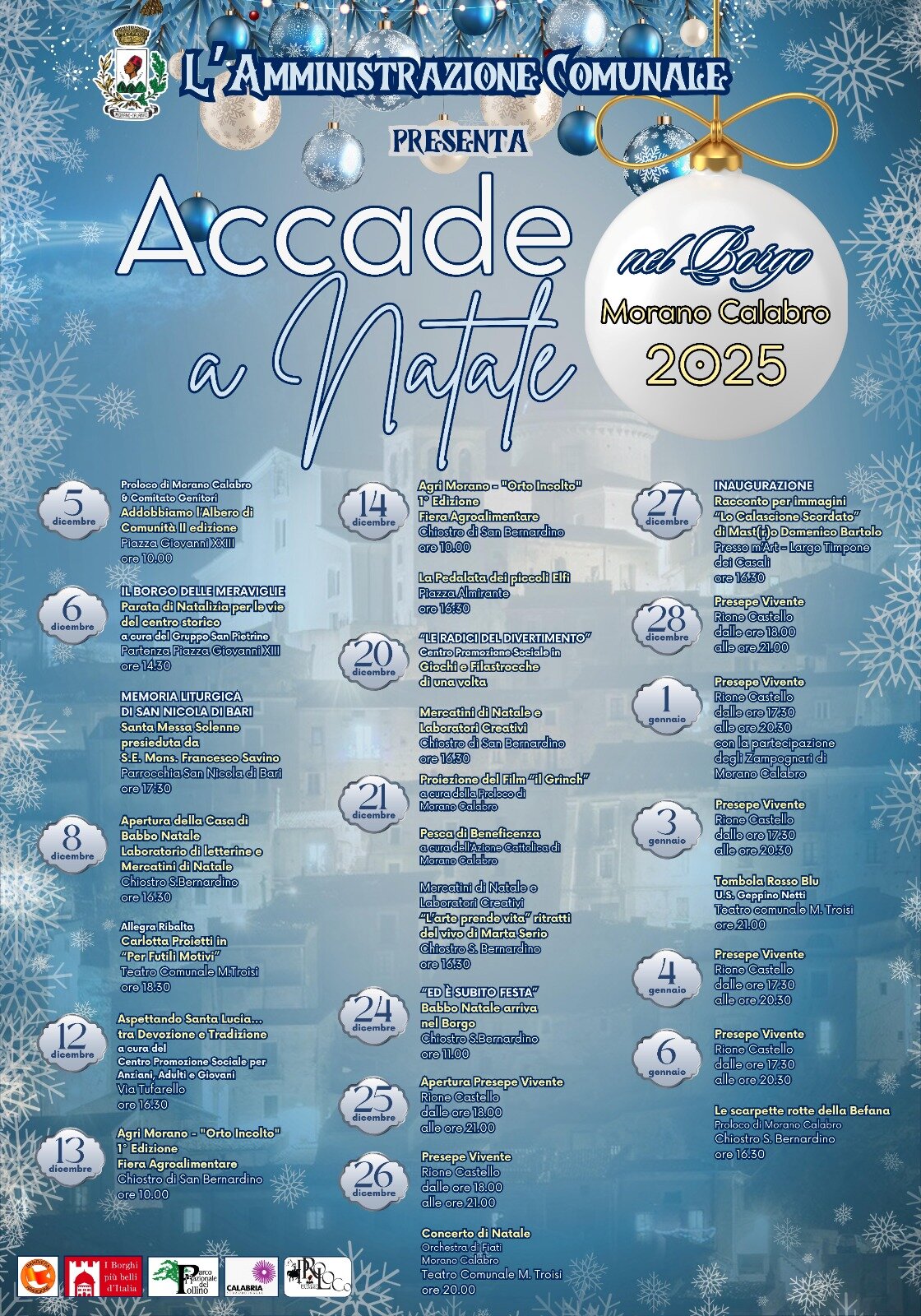 Festività natalizie 2025, il programma dell’Amministrazione comunale Un percorso tra promozione turistica e spiritualità Festività natalizie 2025, il programma dell’Amministrazione comunale Un percorso tra promozione turistica e spiritualità