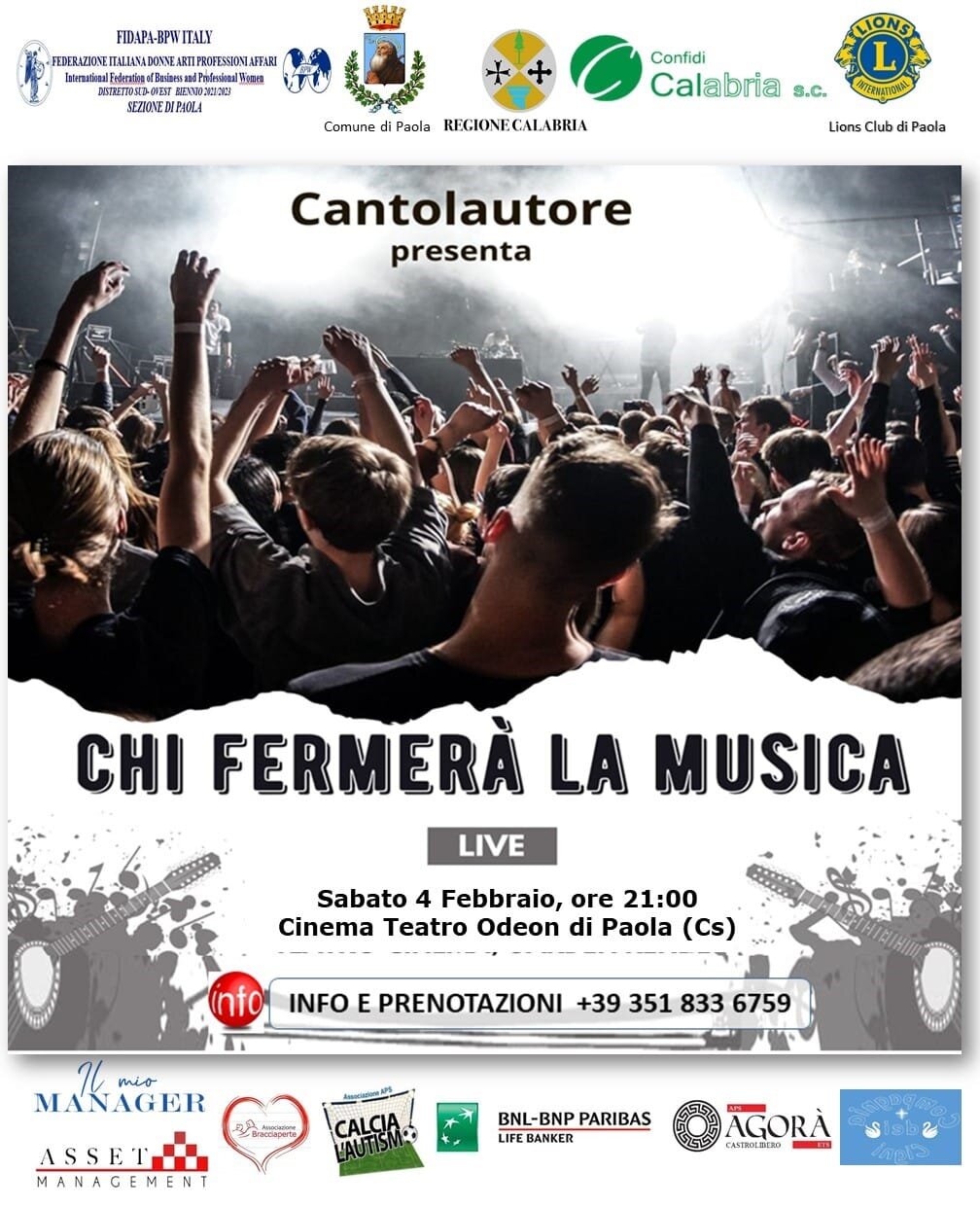A Paola con i Cantalautore, solidarietà, musica e “Rime per un Sogno” A Paola con i Cantalautore, solidarietà, musica e “Rime per un Sogno”