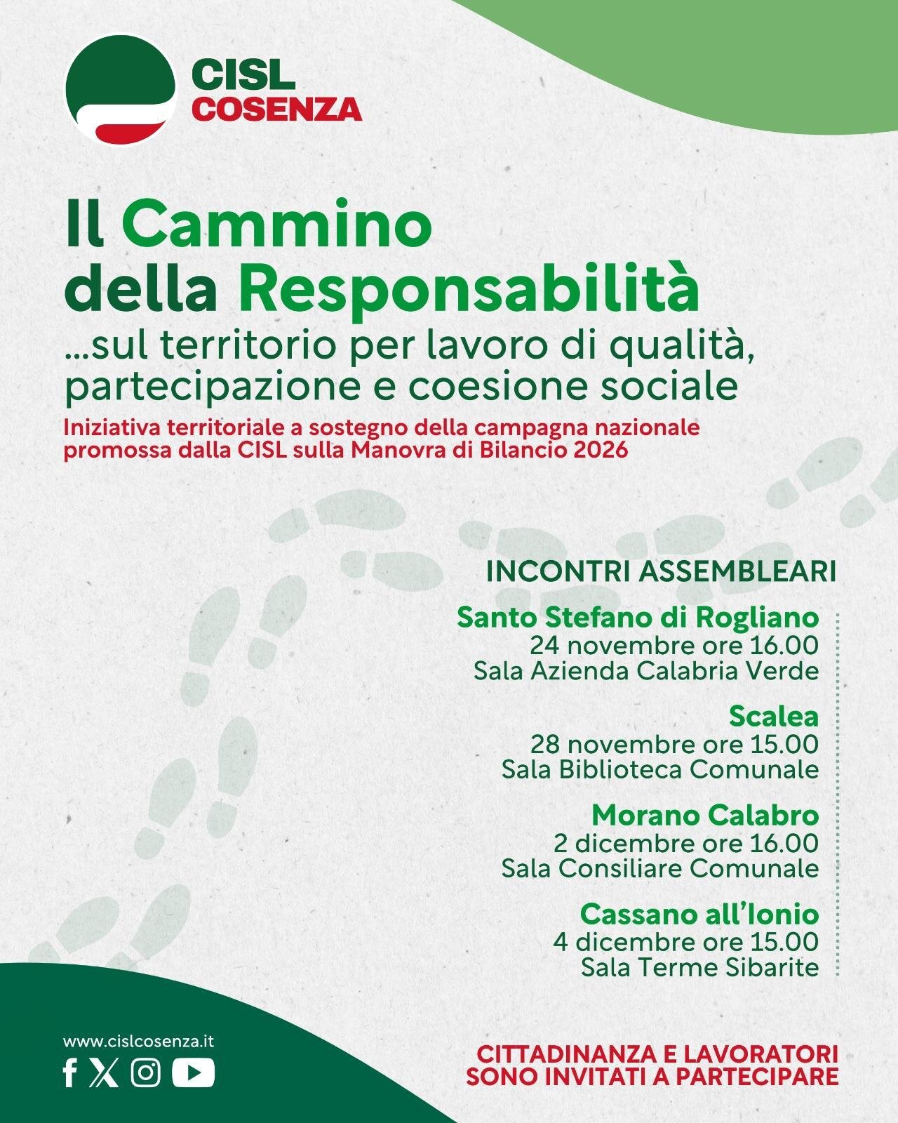 “Il Cammino della Responsabilità” – al via il ciclo di incontri nella provincia di Cosenza