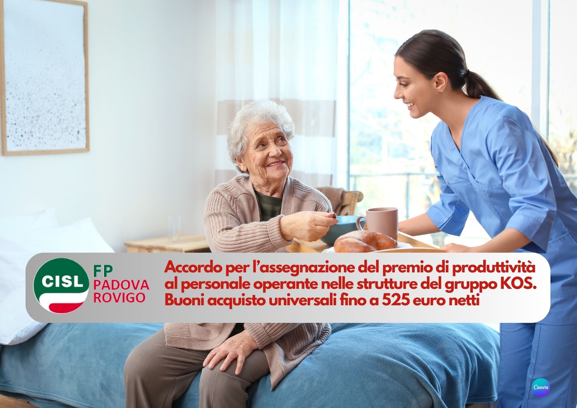 CISL FP Padova Rovigo. Gruppo KOS: premio di produttività fino a 525 euro netti in buoni acquisto