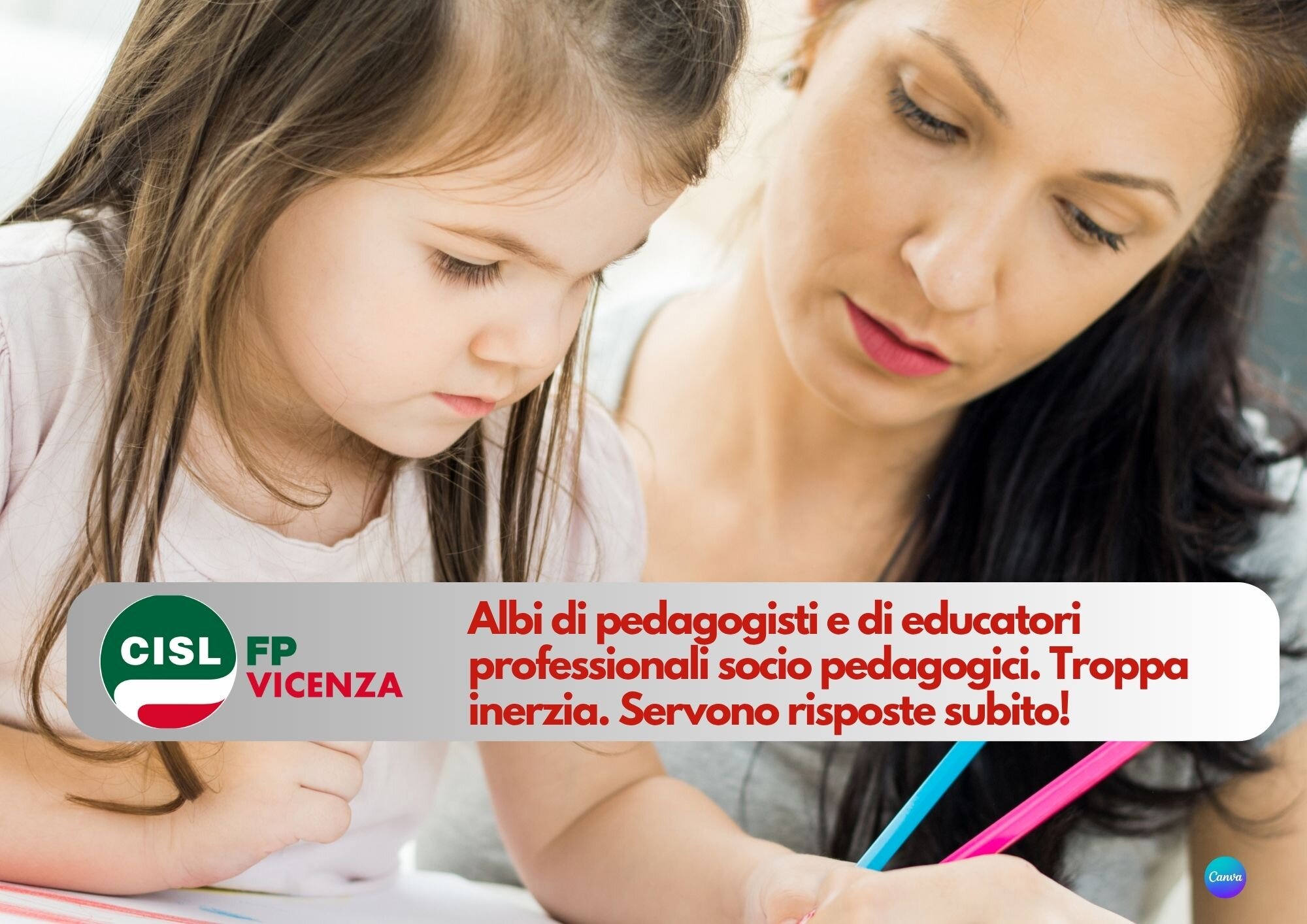 CISL FP Vicenza. Albi pedagogisti e educatori socio pedagogici: troppi ritardi. Servono risposte