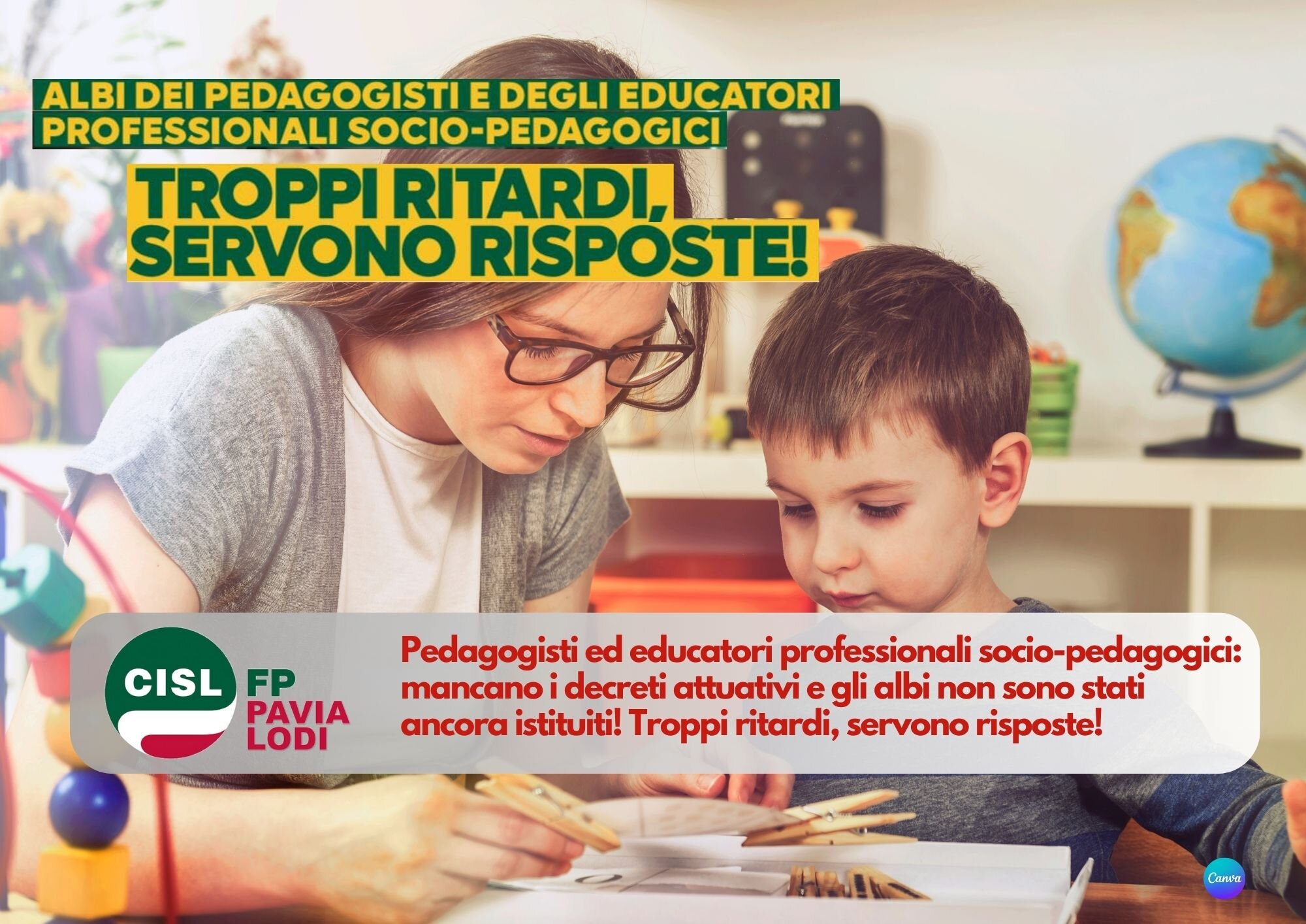 CISL FP Pavia Lodi. Albi pedagogisti e educatori socio pedagogici: troppi ritardi. Servono risposte CISL FP Pavia Lodi. Albi pedagogisti e educatori socio pedagogici: troppi ritardi. Servono risposte