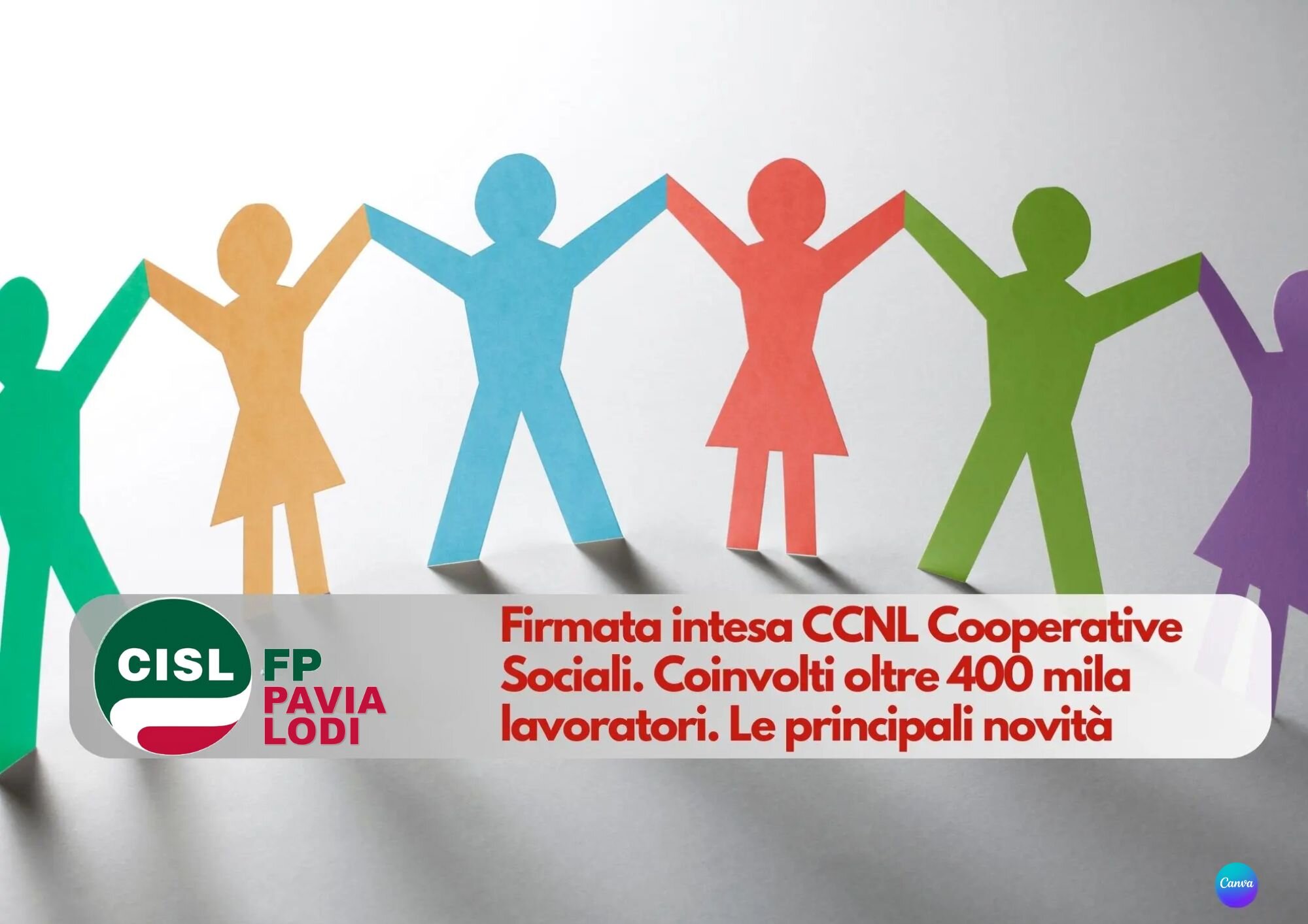 CISL FP Pavia Lodi. Firmata intesa CCNL Cooperative Sociali. Coinvolti oltre 400 mila lavoratori. Le novità CISL FP Pavia Lodi. Firmata intesa CCNL Cooperative Sociali. Coinvolti oltre 400 mila lavoratori. Le novità