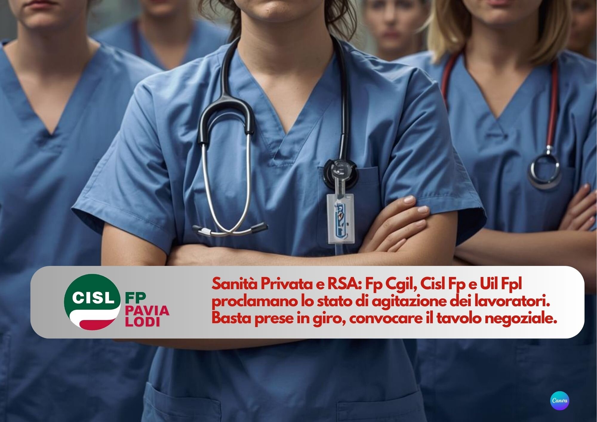 CISL FP Pavia Lodi. Sanità Privata e RSA: proclamato lo stato di agitazione dei lavoratori