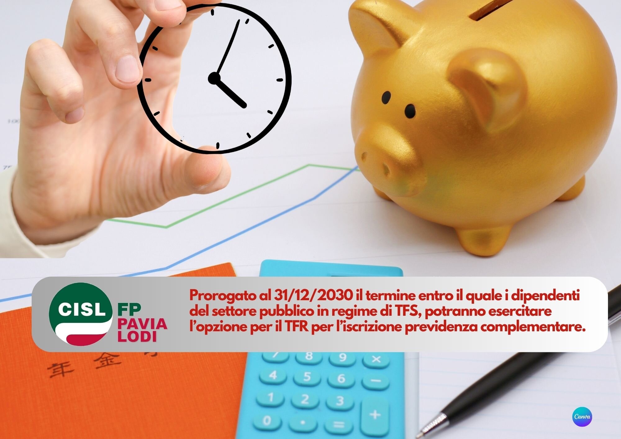 CISL FP Pavia Lodi. TFS opzione TFR: firmata proroga per iscrizione ai fondi di previdenza complementare CISL FP Pavia Lodi. TFS opzione TFR: firmata proroga per iscrizione ai fondi di previdenza complementare