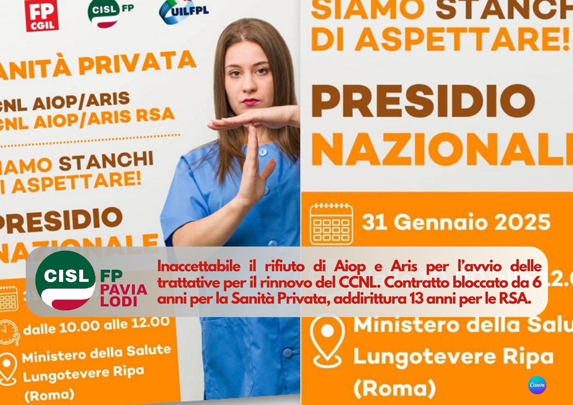 CISL FP Pavia Lodi. Sanità privata. La storia infinita: ma siamo stanchi di aspettare. Grande partecipazione di lavoratrici e lavoratori in predisio a Roma CISL FP Pavia Lodi. Sanità privata. La storia infinita: ma siamo stanchi di aspettare. Grande partecipazione di lavoratrici e lavoratori in predisio a Roma