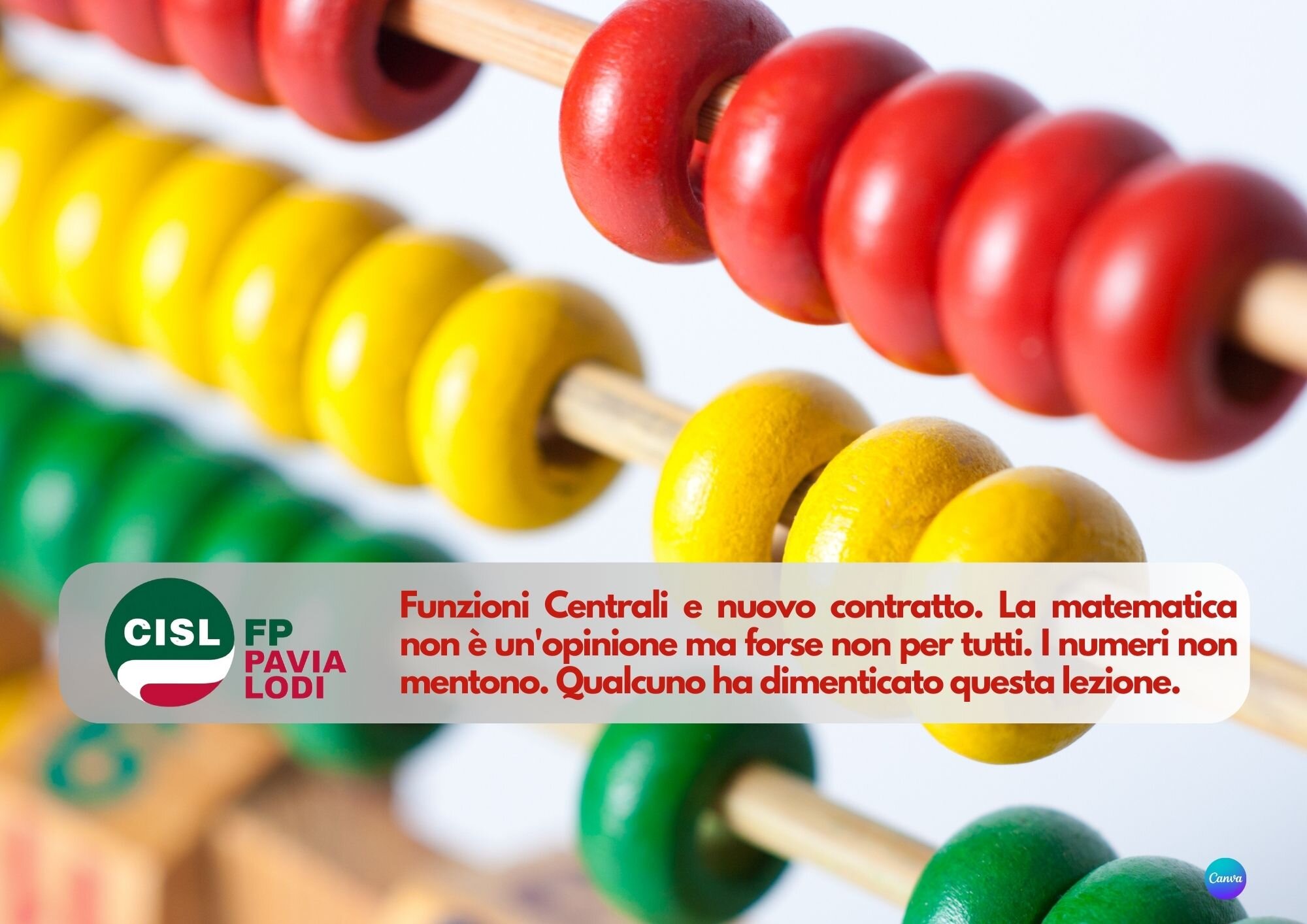 CISL FP Pavia Lodi. Funzioni Centrali e nuovo contratto. La matematica non è un'opinione.