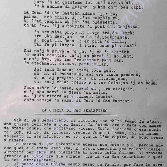 La poesia di Nino Oddone dedicata a San Sebastiano La poesia di Nino Oddone dedicata a San Sebastiano
