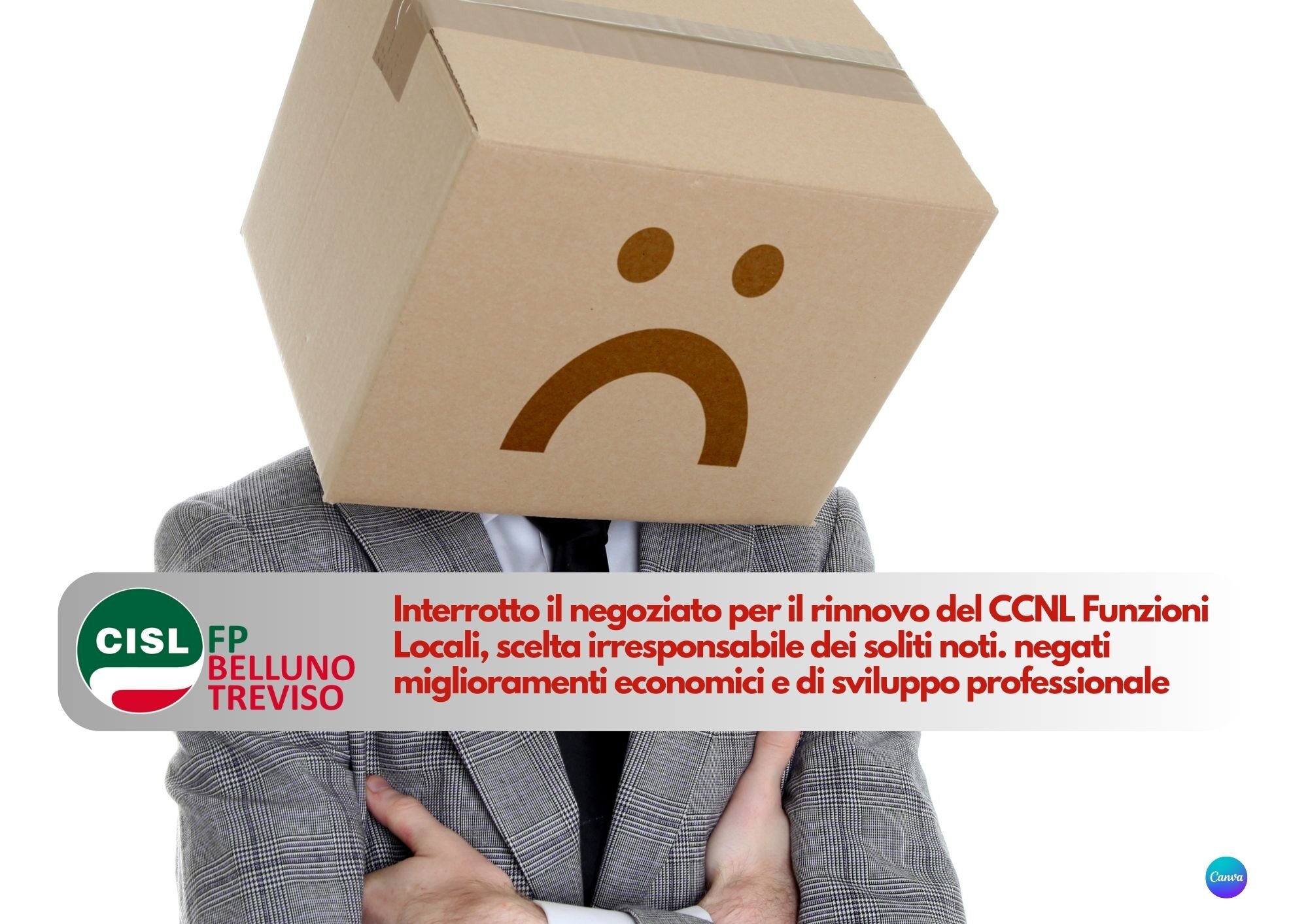 CISL FP Belluno Treviso. Interrotto il negoziato per il rinnovo del CCNL Funzioni Locali, scelta irresponsabile dei soliti noti.