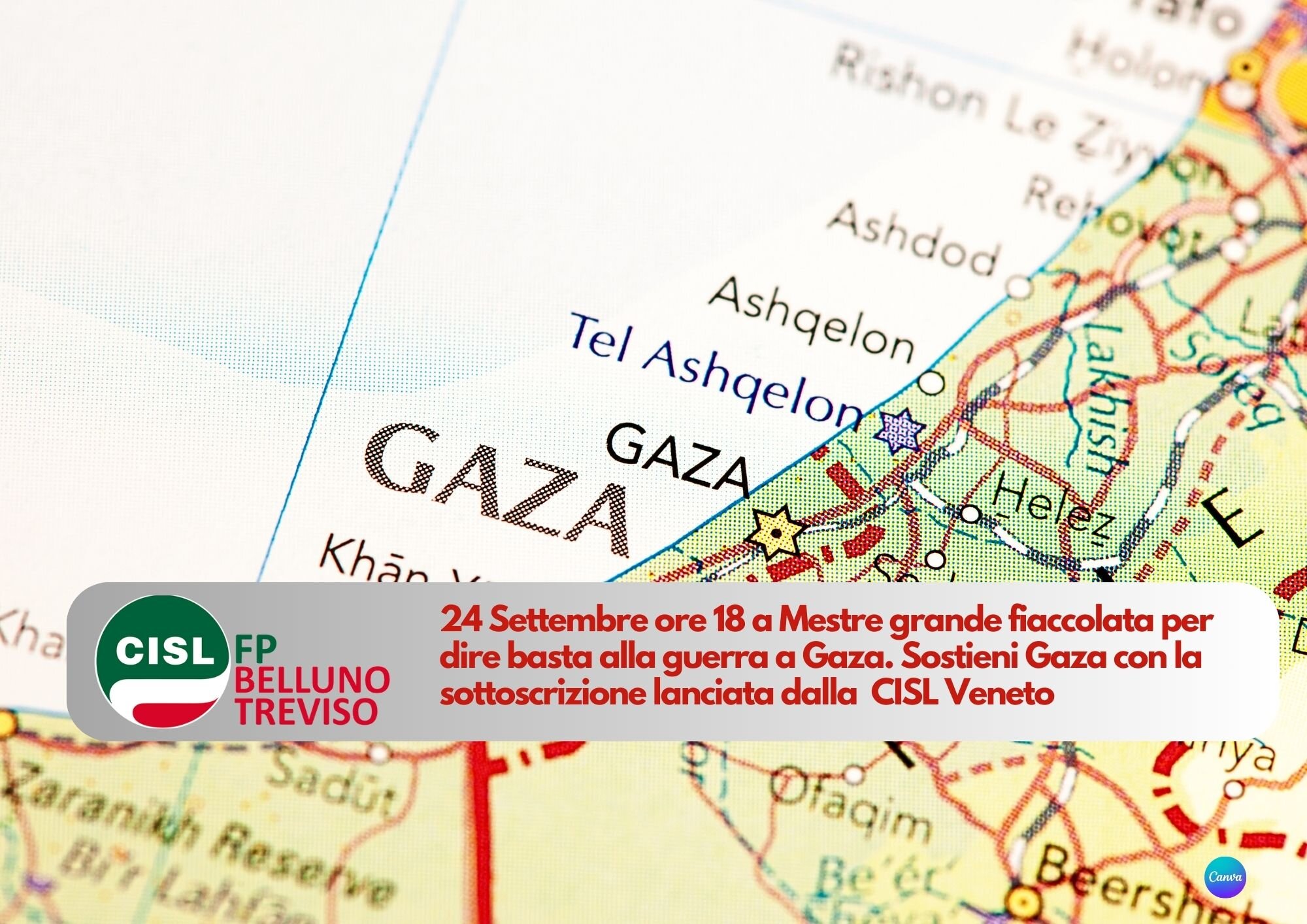 CISL FP Belluno Treviso. Pace per Gaza: fiaccolata a Mestre della CISL Veneto 24 settembre ore 18 CISL FP Belluno Treviso. Pace per Gaza: fiaccolata a Mestre della CISL Veneto 24 settembre ore 18