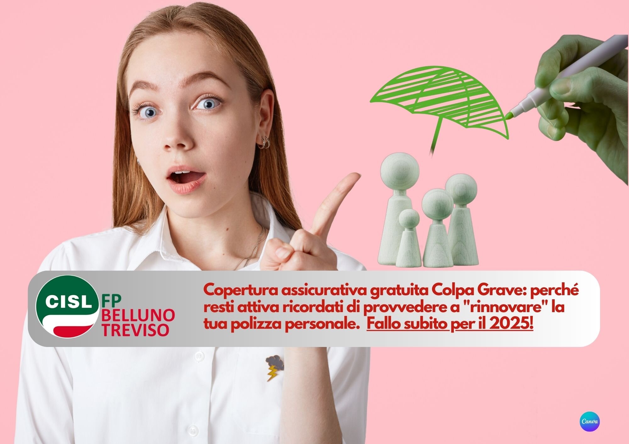 CISL FP Belluno Treviso. Polizza colpa grave sanitaria/patrimoniale. Rinnova subito la tua copertura. E' gratis.