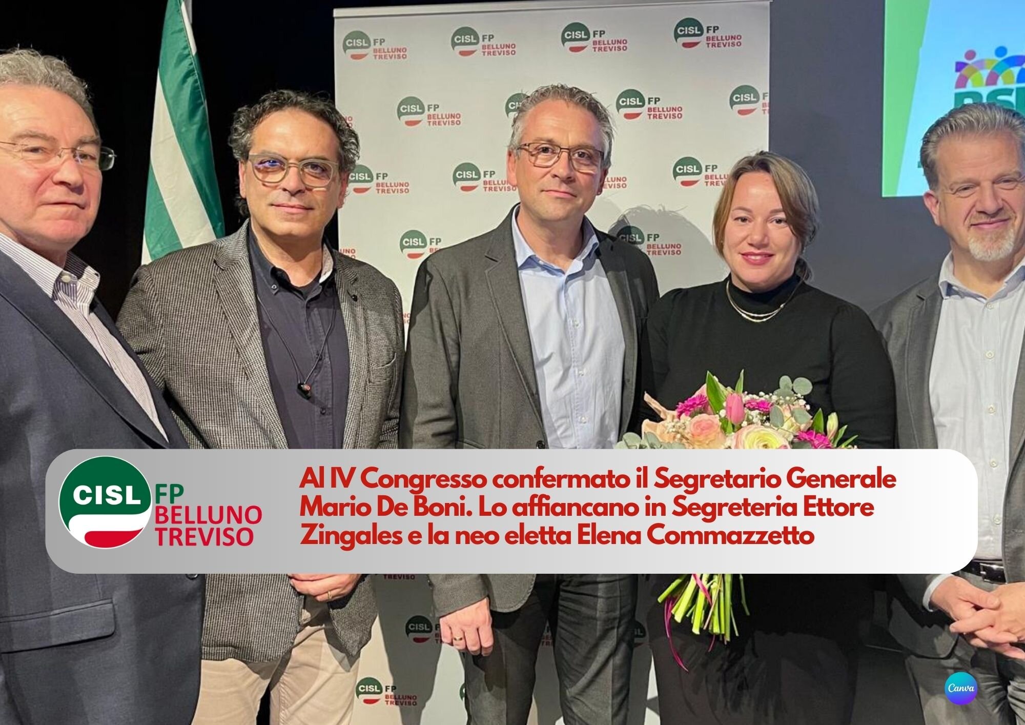 CISL FP Belluno Treviso. Mario De Boni confermato Segretario Generale al IV Congresso della federazione