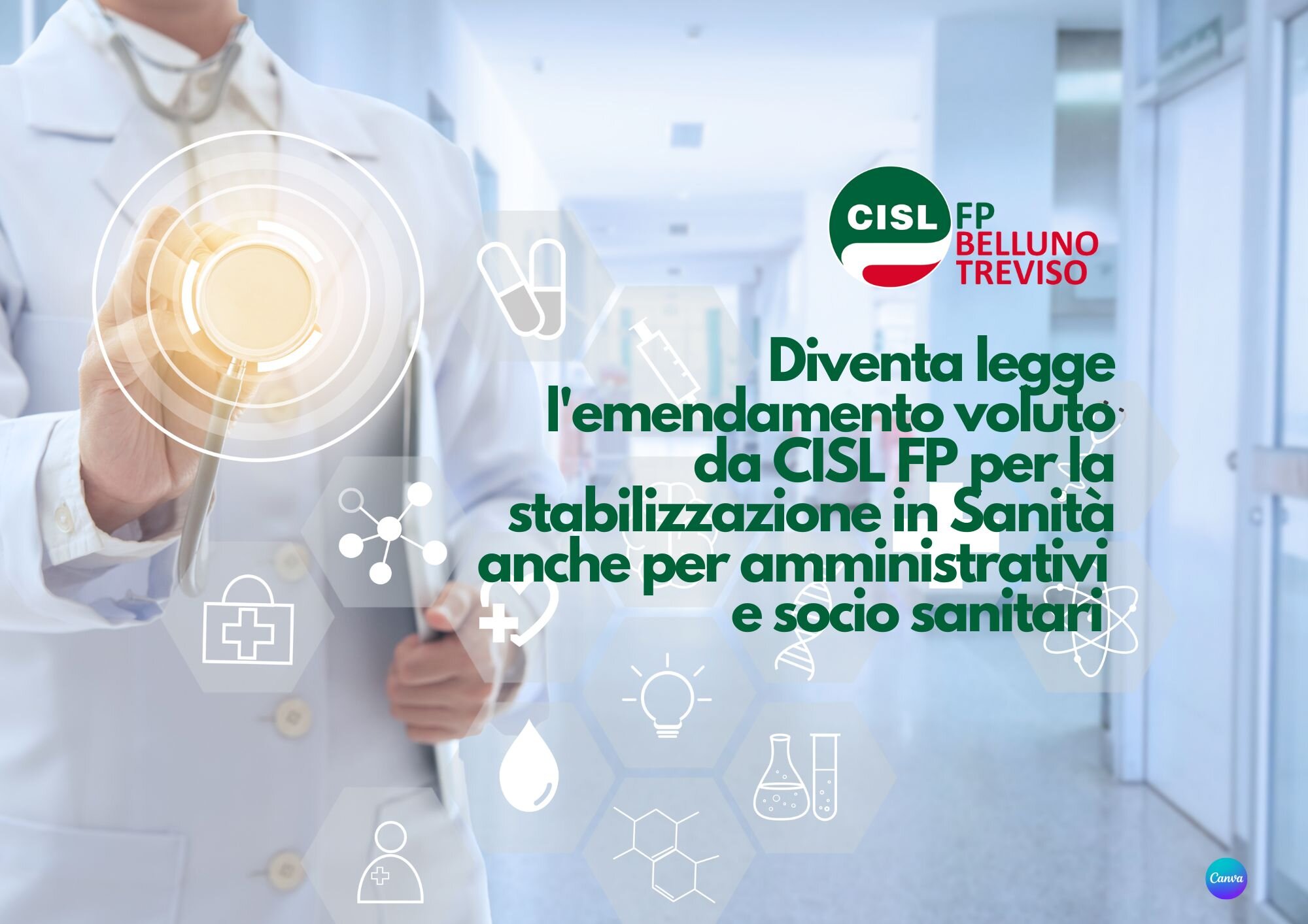 CISL FP Belluno Treviso. Sanit&agrave; Pubblica. Stabilizzazione anche per amministrativi e socio sanitari. Passa in decreto la nostra proposta