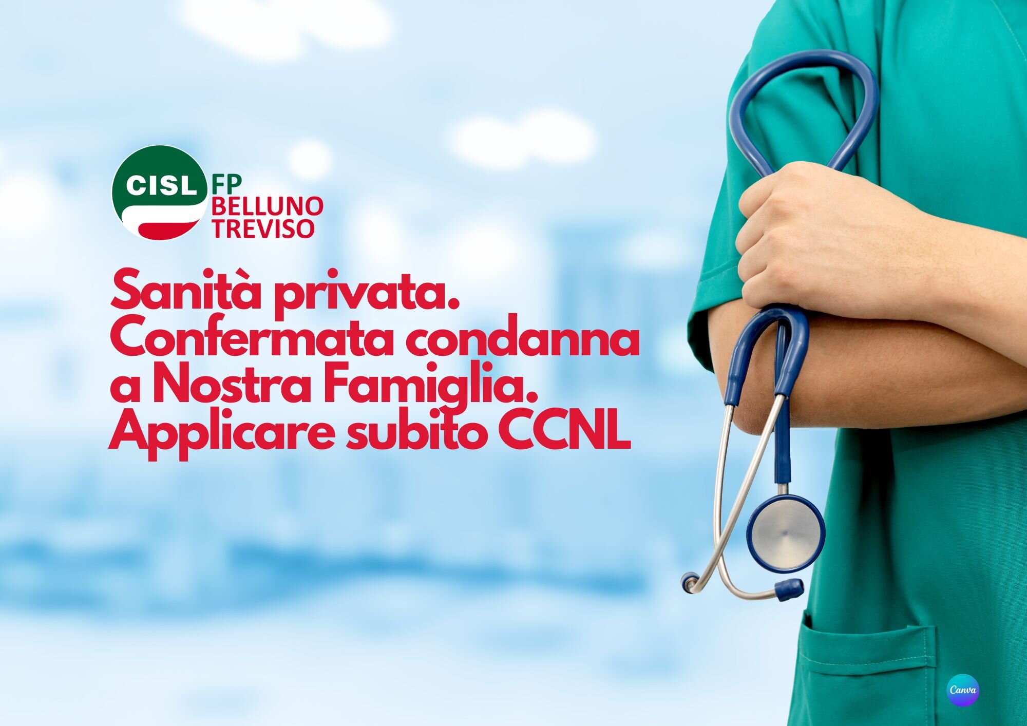 CISL FP Belluno Treviso. Sanit&agrave; Privata. Riconfermata la sentenza della causa promossa dalla CISL: La Nostra Famiglia condannata