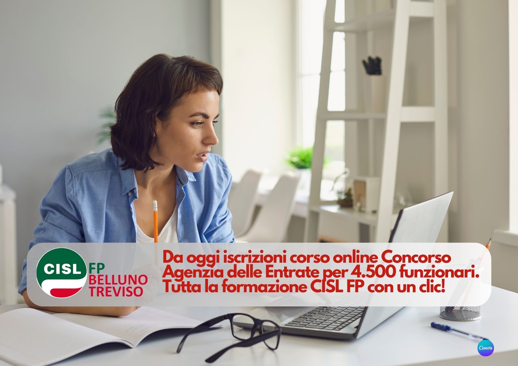 CISL FP Belluno Treviso. Da oggi iscrizioni corso online Concorso Agenzia delle Entrate. Tutta la formazione CISL FP