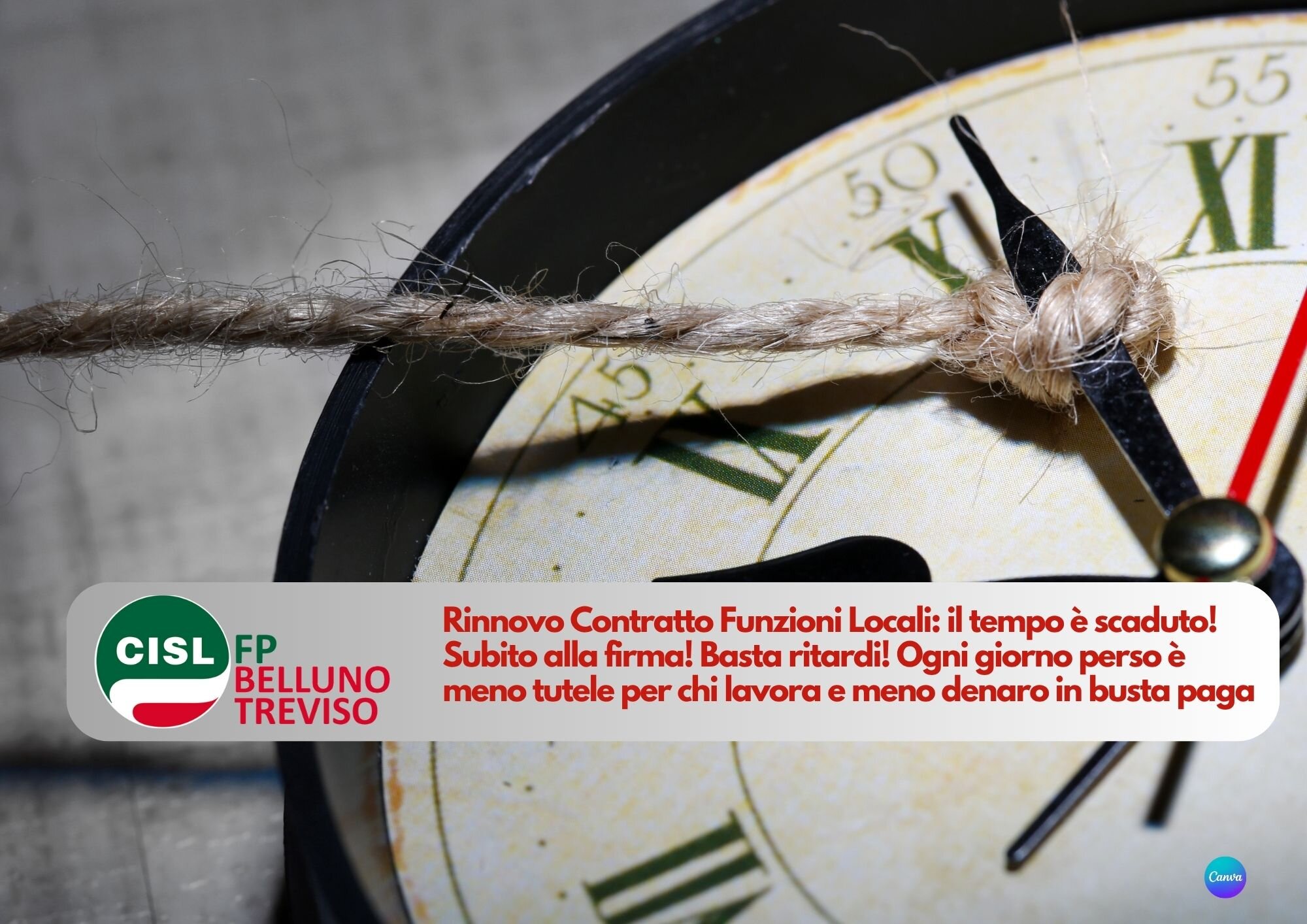 CISL FP Belluno Treviso. Rinnovo Contratto Funzioni Locali: il tempo è scaduto! Subito alla firma!