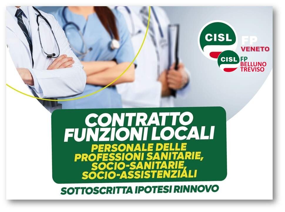 Cisl FP Belluno Treviso. Nuovo CCNL Funzioni Locali. Focus personale IPAB (sanitario, socio sanitario e assistenziale)