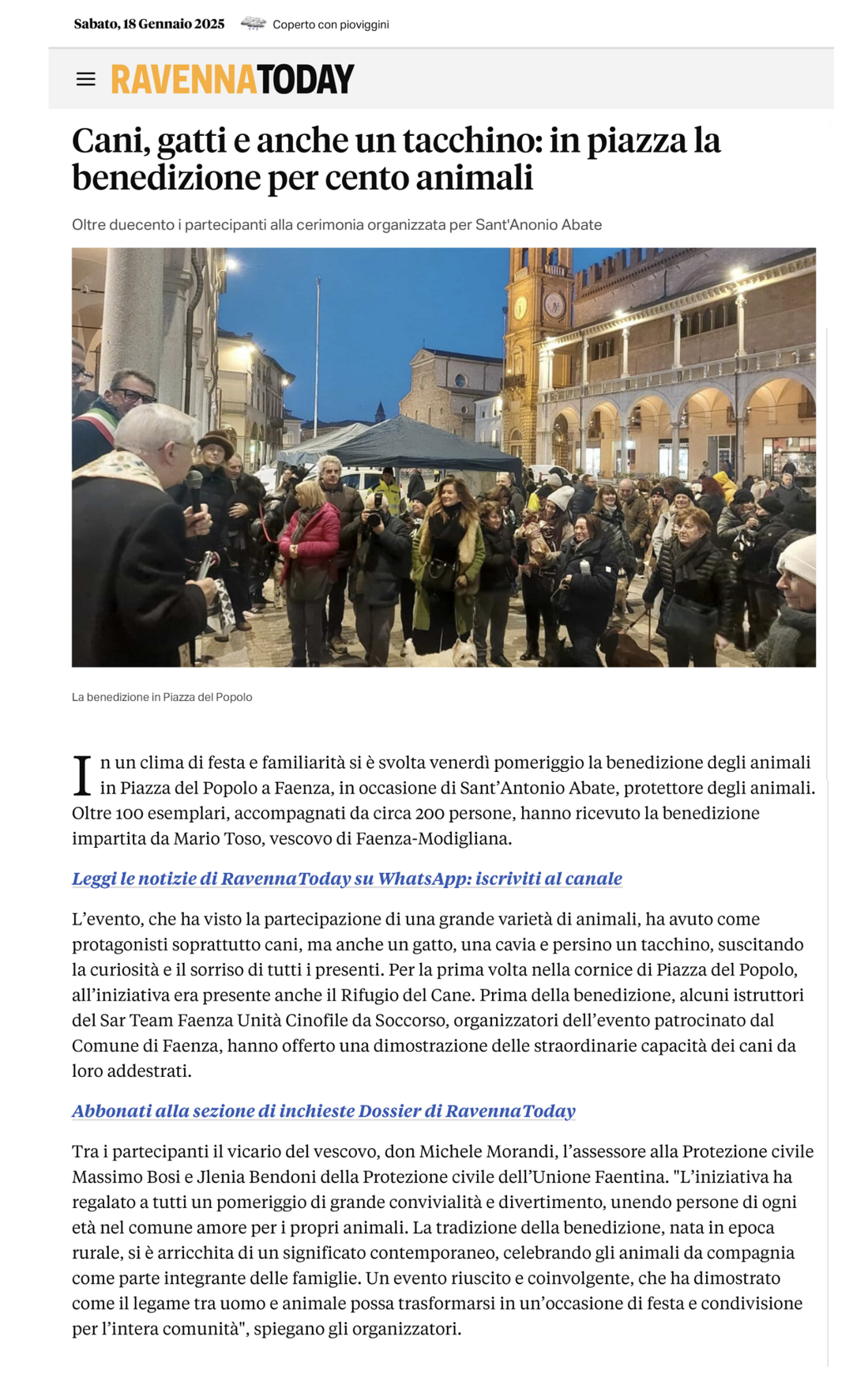 benedizione animali faenza 2025