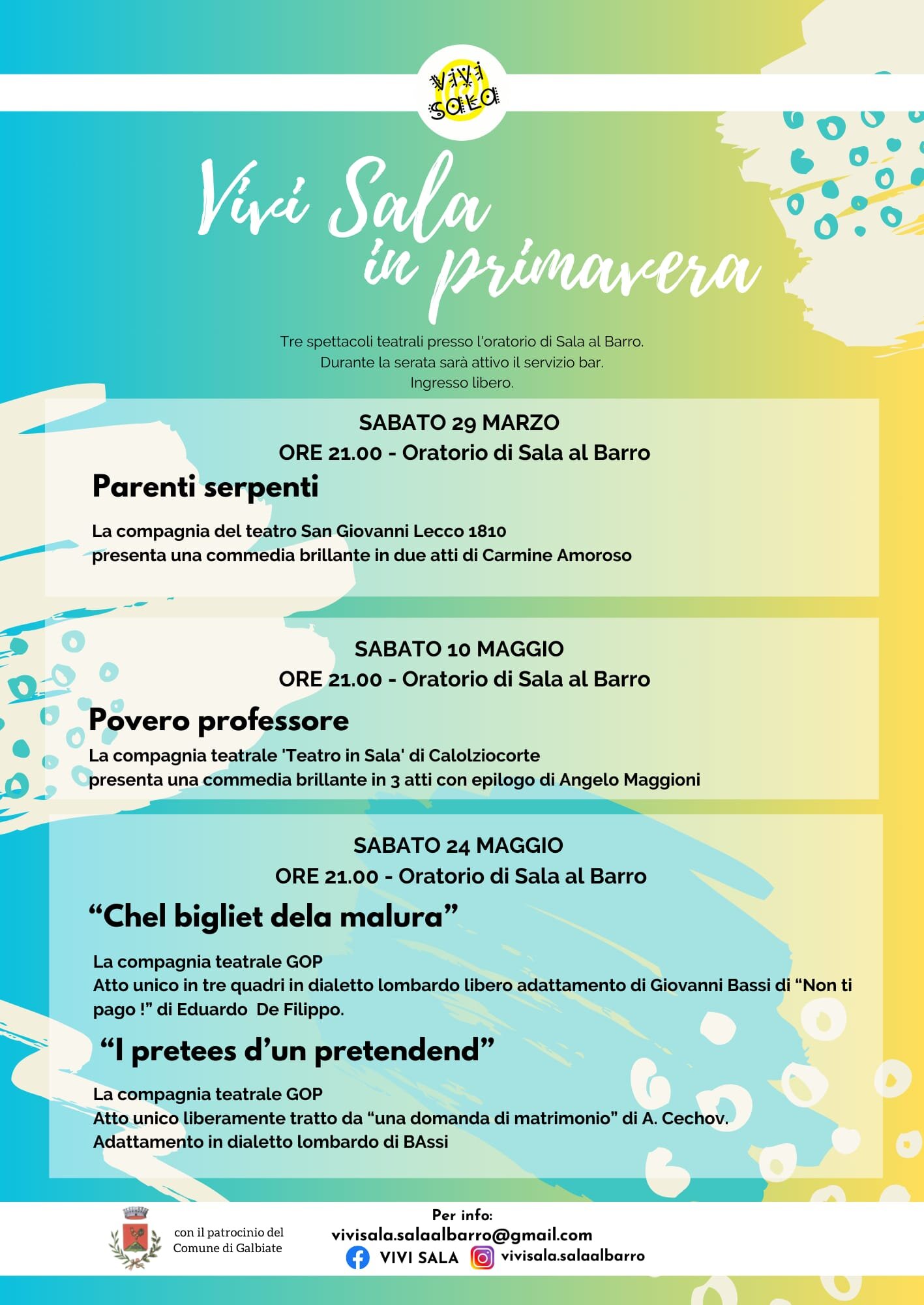 Sabato a Sala al Barro replica dello spettacolo: Parenti Serpenti Sabato a Sala al Barro replica dello spettacolo: Parenti Serpenti