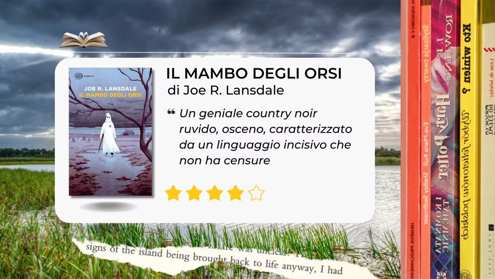 Joe R. Lansdale alza l'asticella con il suo "Il mambo degli orsi". Pesca nel fango razzista e non fa sconti Joe R. Lansdale alza l'asticella con il suo "Il mambo degli orsi". Pesca nel fango razzista e non fa sconti