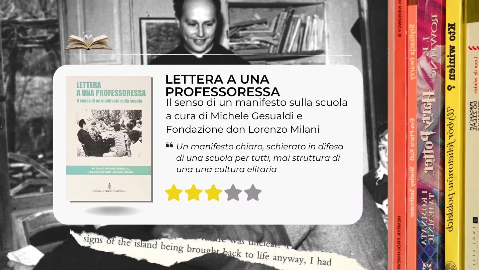 Lettera a una professoressa di don Lorenzo Milani. Il senso di un manifesto sulla scuola