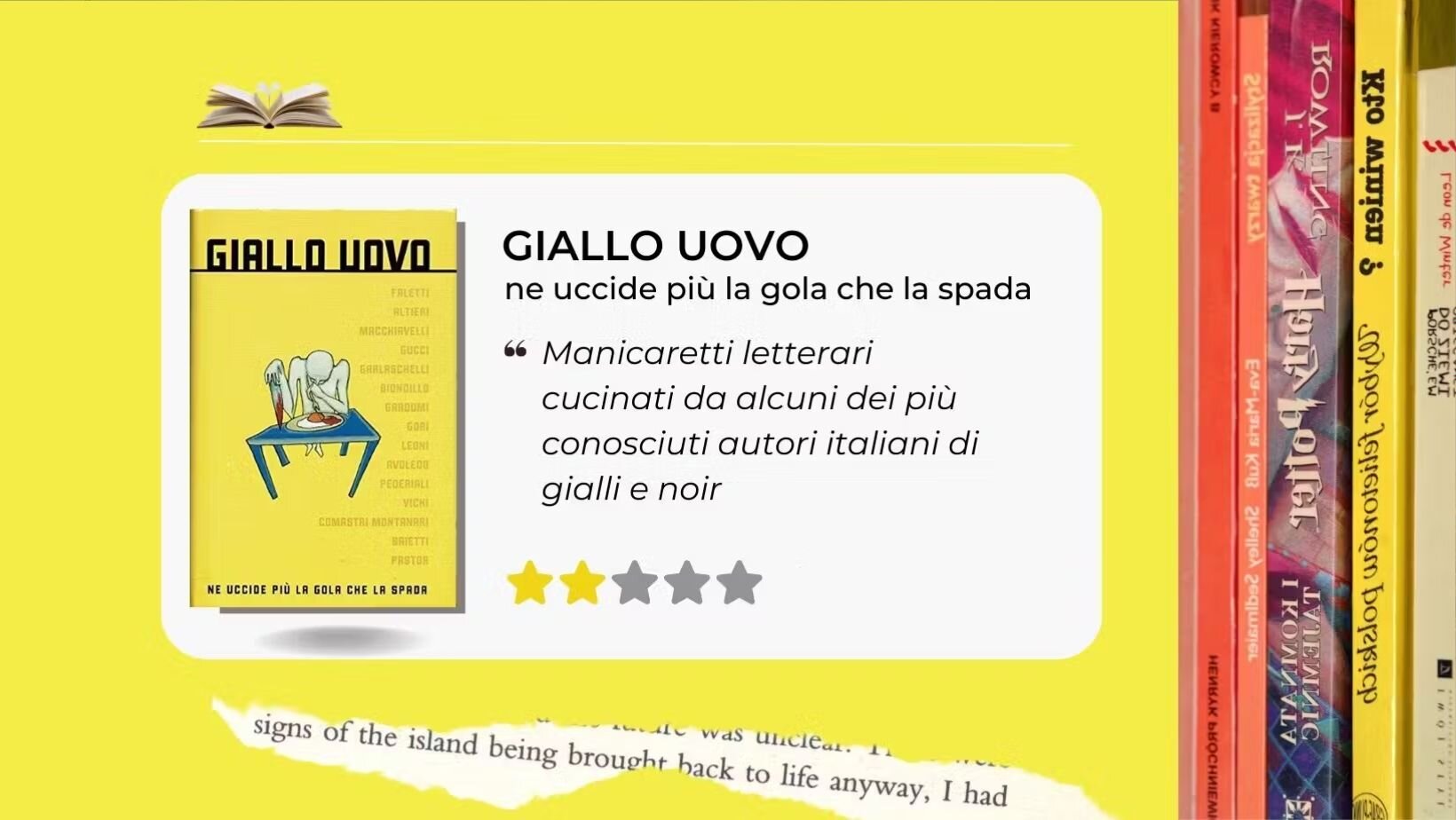 Giallo uovo: ne uccide più la gola che la spada. Seduti a tavola gli interpreti del giallo italiano Giallo uovo: ne uccide più la gola che la spada. Seduti a tavola gli interpreti del giallo italiano