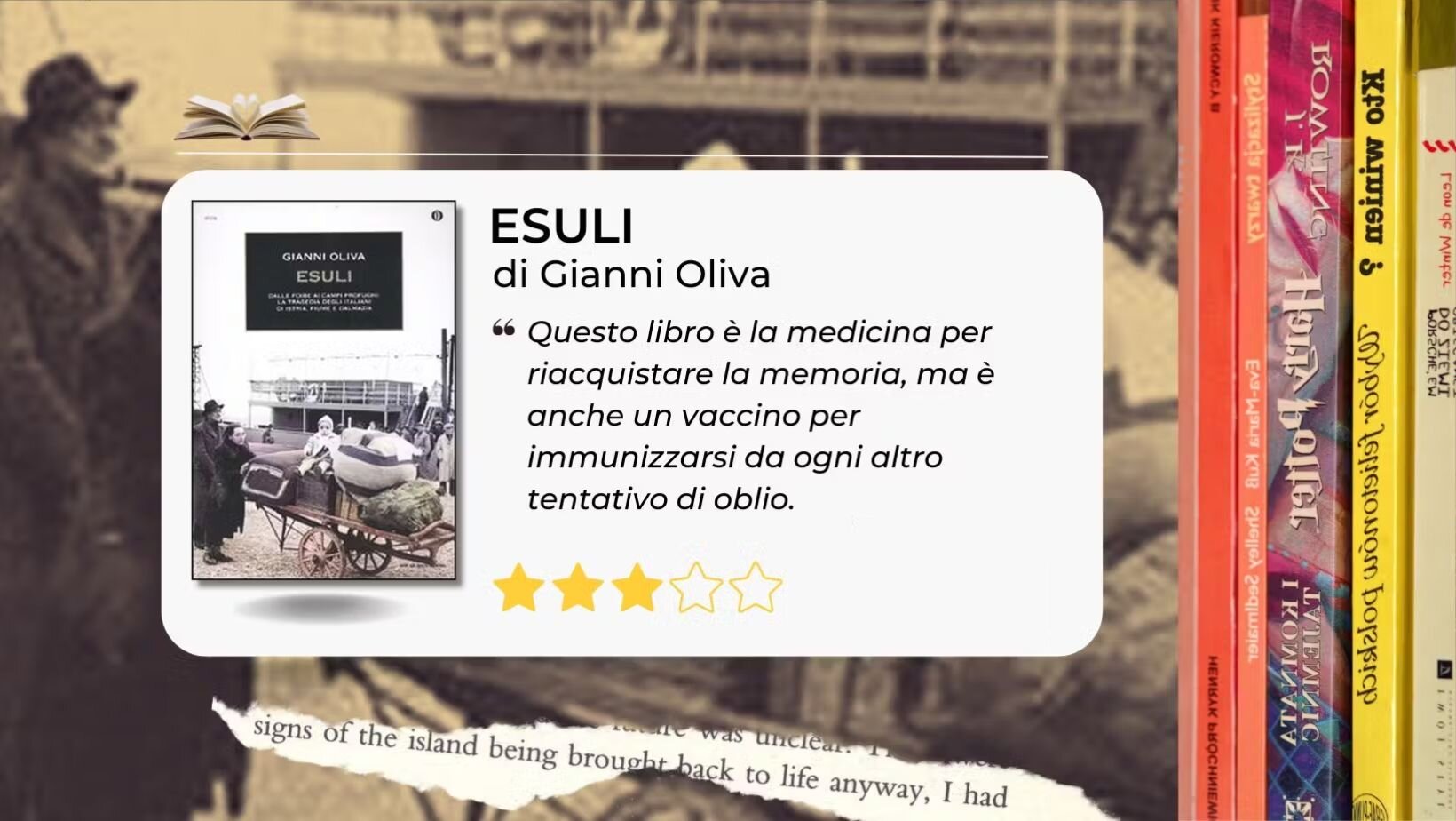 "Esuli" di Gianni Oliva. Testimonianza dell'esodo dei 300 mila italiani costretti a lasciare le loro case "Esuli" di Gianni Oliva. Testimonianza dell'esodo dei 300 mila italiani costretti a lasciare le loro case