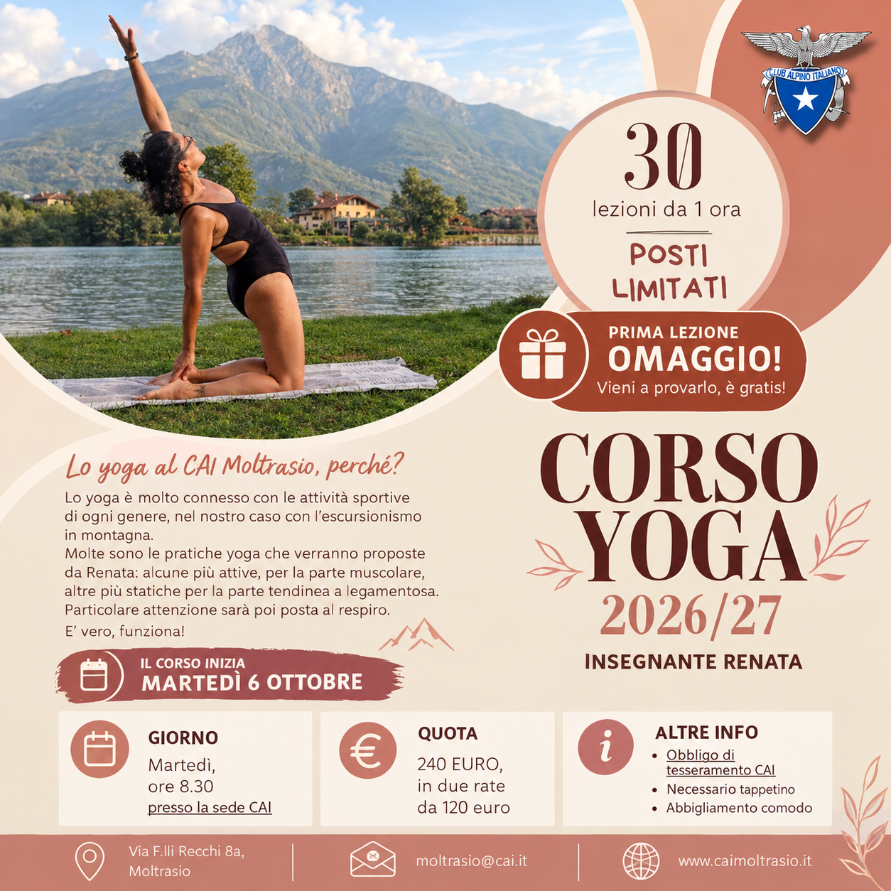 CORSO YOGA ANCHE AL MARTEDI' MATTINA