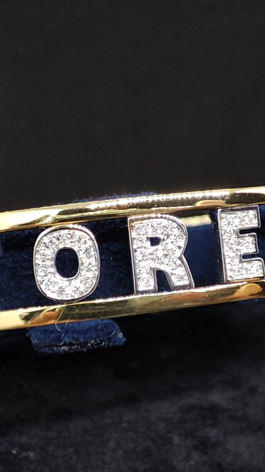 Bracciale col nome in oro giallo/bianco 18 Kt con brillanti
