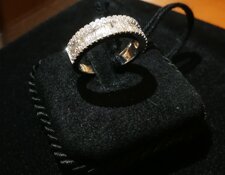 Fedina in oro bianco 18 Kt con Diamanti taglio brillante e taglio carrè G color