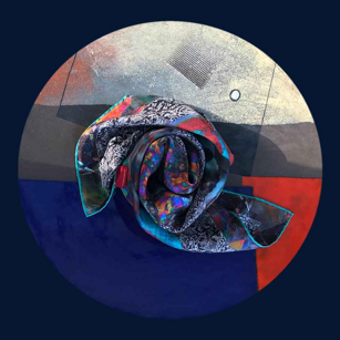 “... come galassia nell’universo...” Foulard in Twill Seta 90cm/90cm