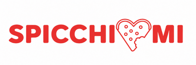 logo rosso “spicchi♡mi” con pizza a cuore logo rosso “spicchi♡mi” con pizza a cuore