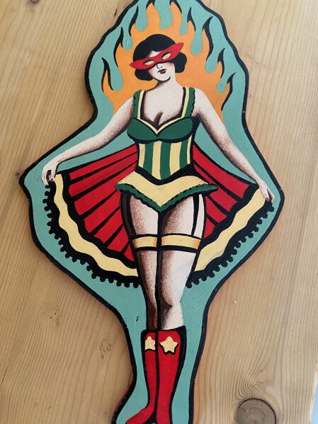 lady tattoo wood painting flash paint tatuaggio custom traditional tradizionale