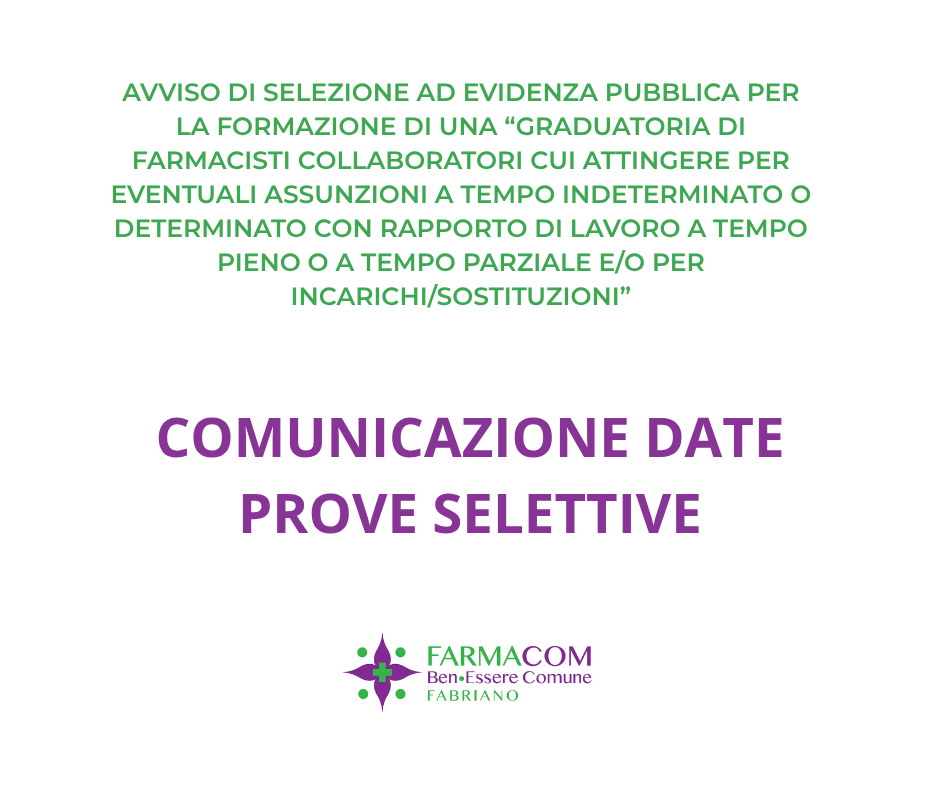 COMUNICAZIONE DATE PROVE SCRITTE